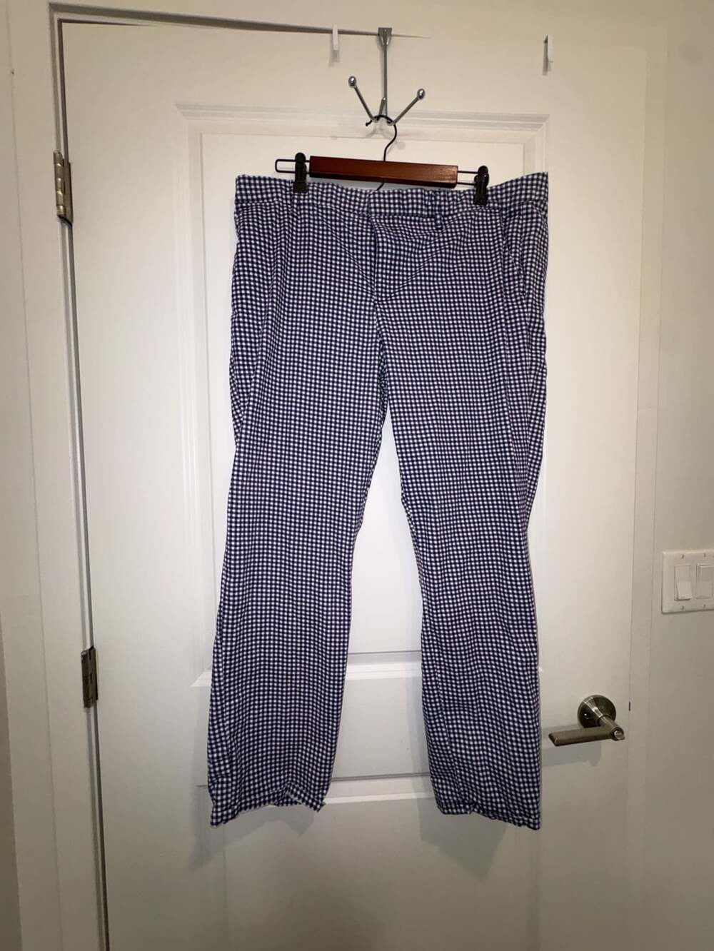Tommy Hilfiger Blue and White Gingham Check Pants Size 16